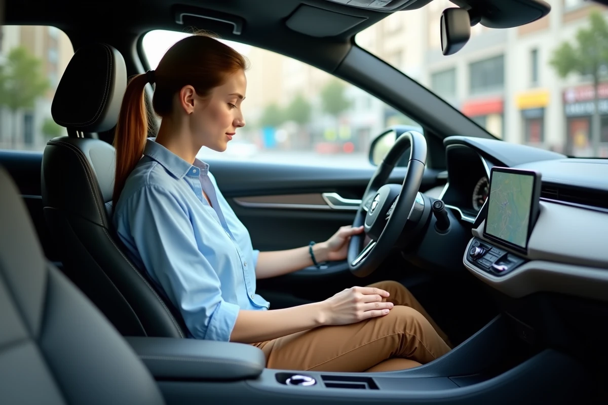 Jeune femme ajustant l