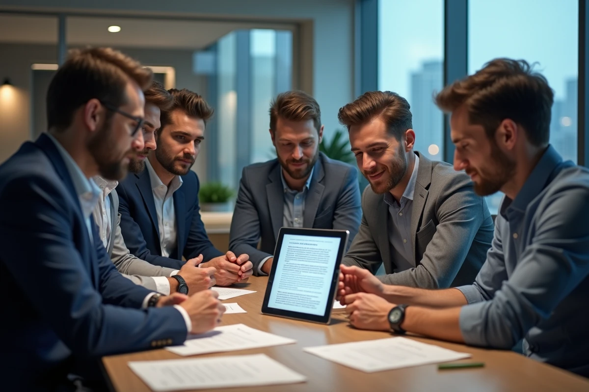 Groupe de professionnels discutant d