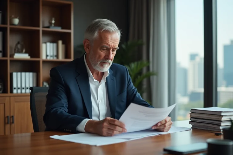 Homme d'affaires en costume dans un bureau moderne
